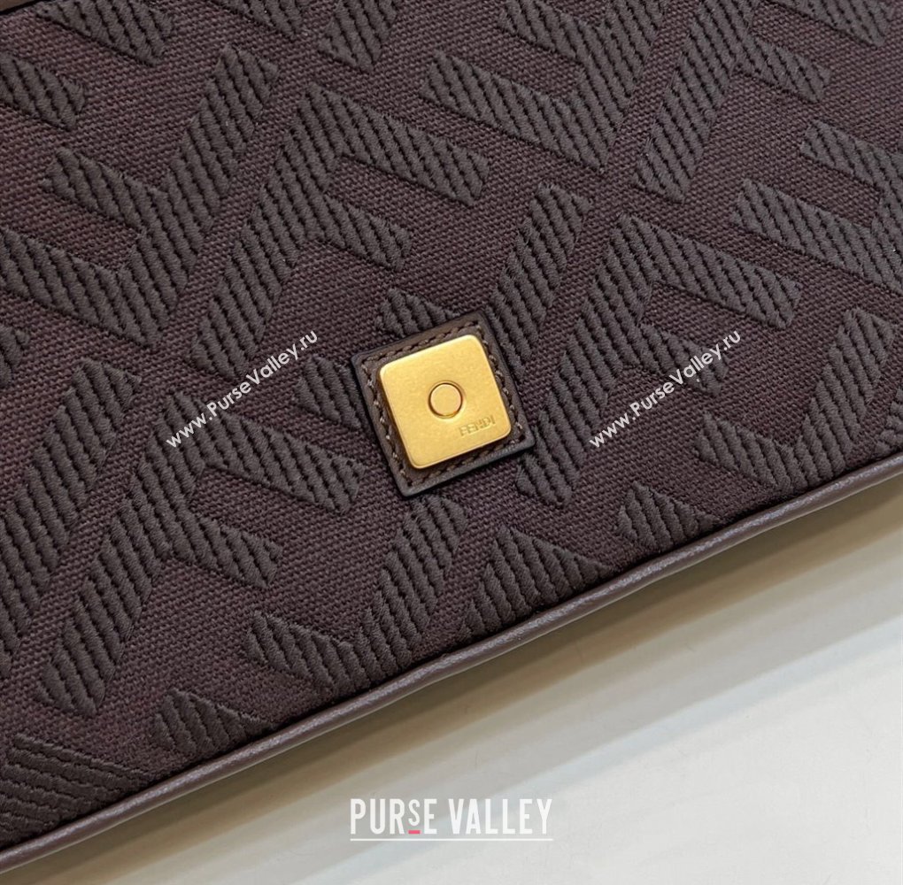 Fendi Medium Baguette bag in Coffee canvas with FF embroidery (chaoliu-23122609)