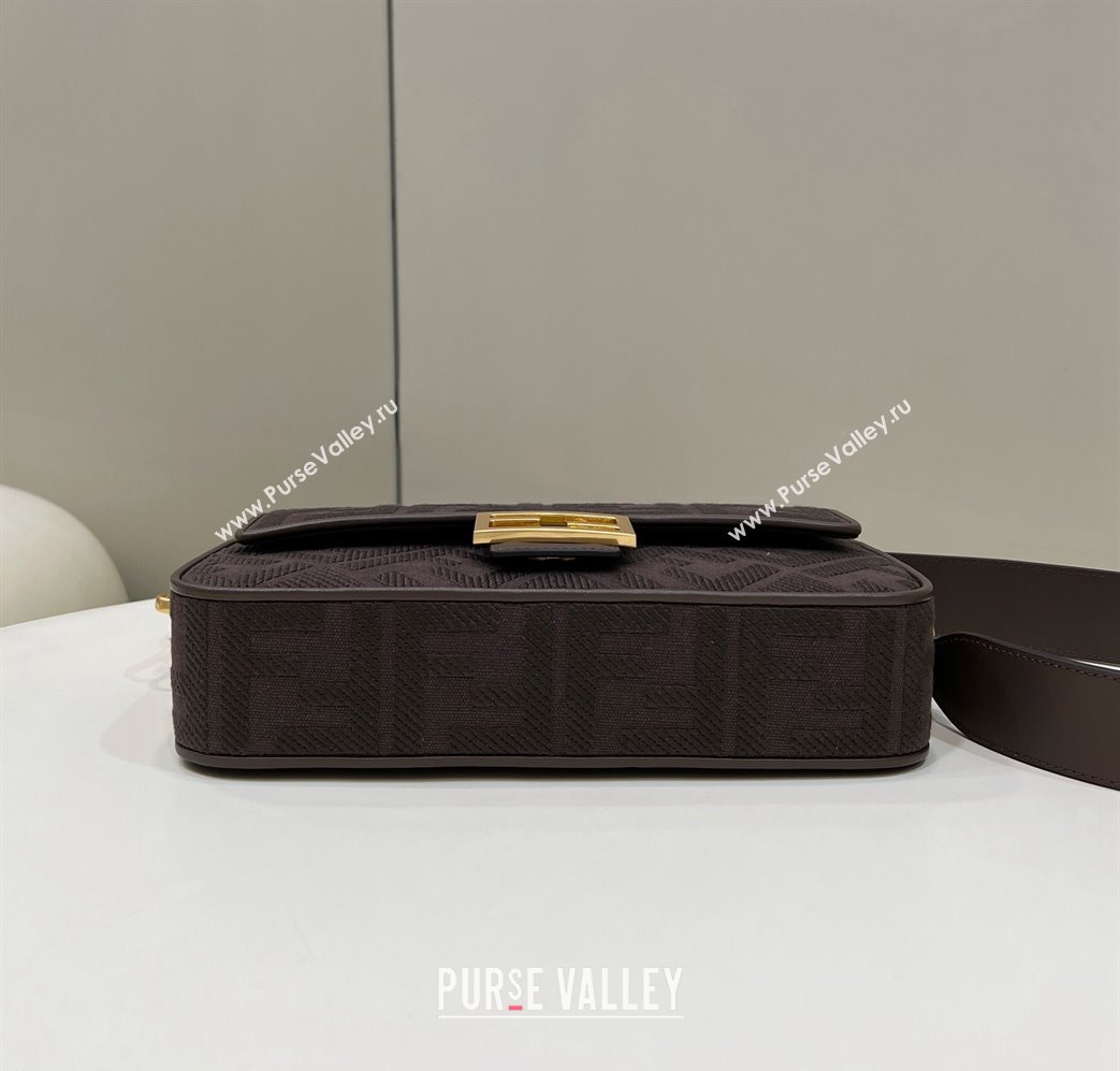 Fendi Medium Baguette bag in Coffee canvas with FF embroidery (chaoliu-23122609)