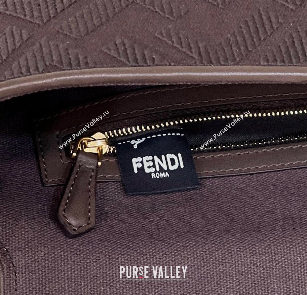 Fendi Medium Baguette bag in Coffee canvas with FF embroidery (chaoliu-23122609)