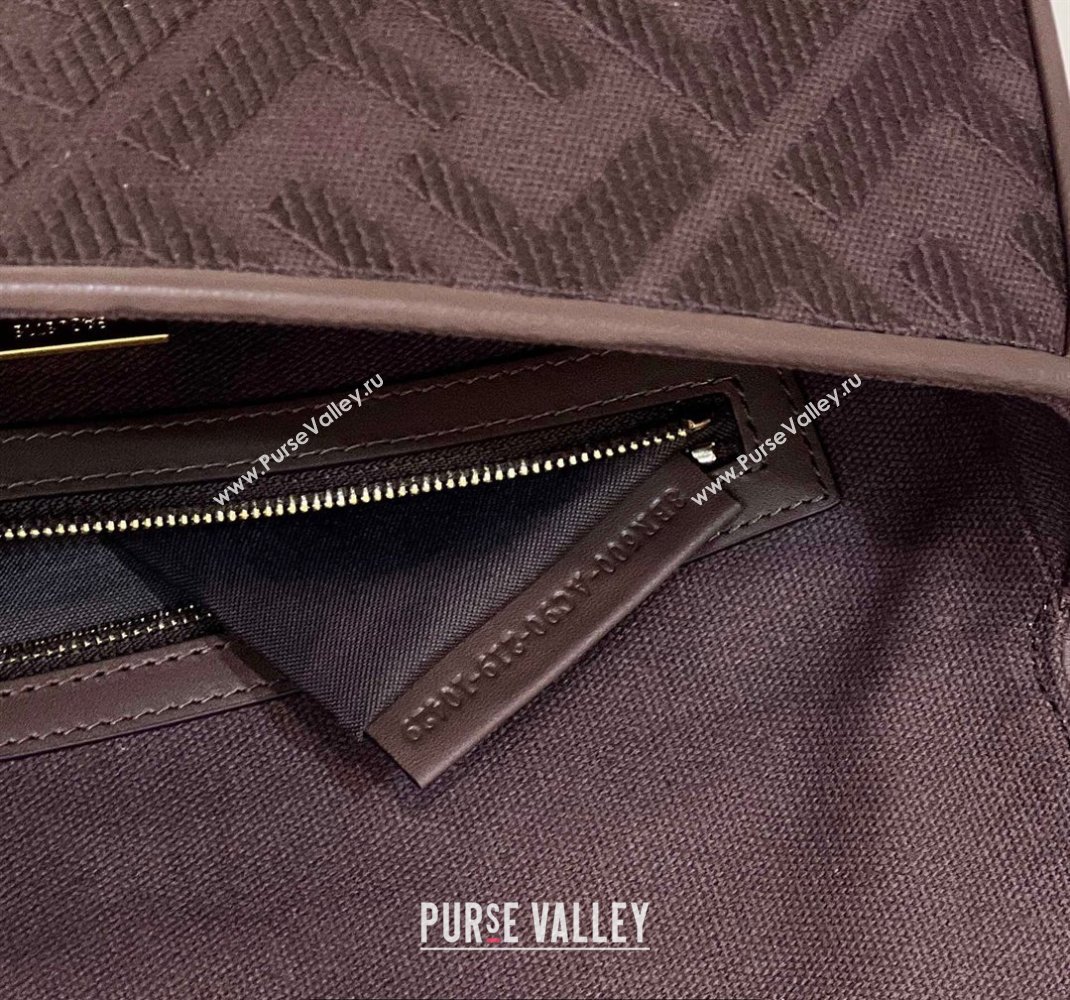 Fendi Medium Baguette bag in Coffee canvas with FF embroidery (chaoliu-23122609)