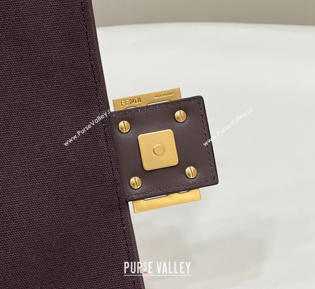 Fendi Medium Baguette bag in Coffee canvas with FF embroidery (chaoliu-23122609)