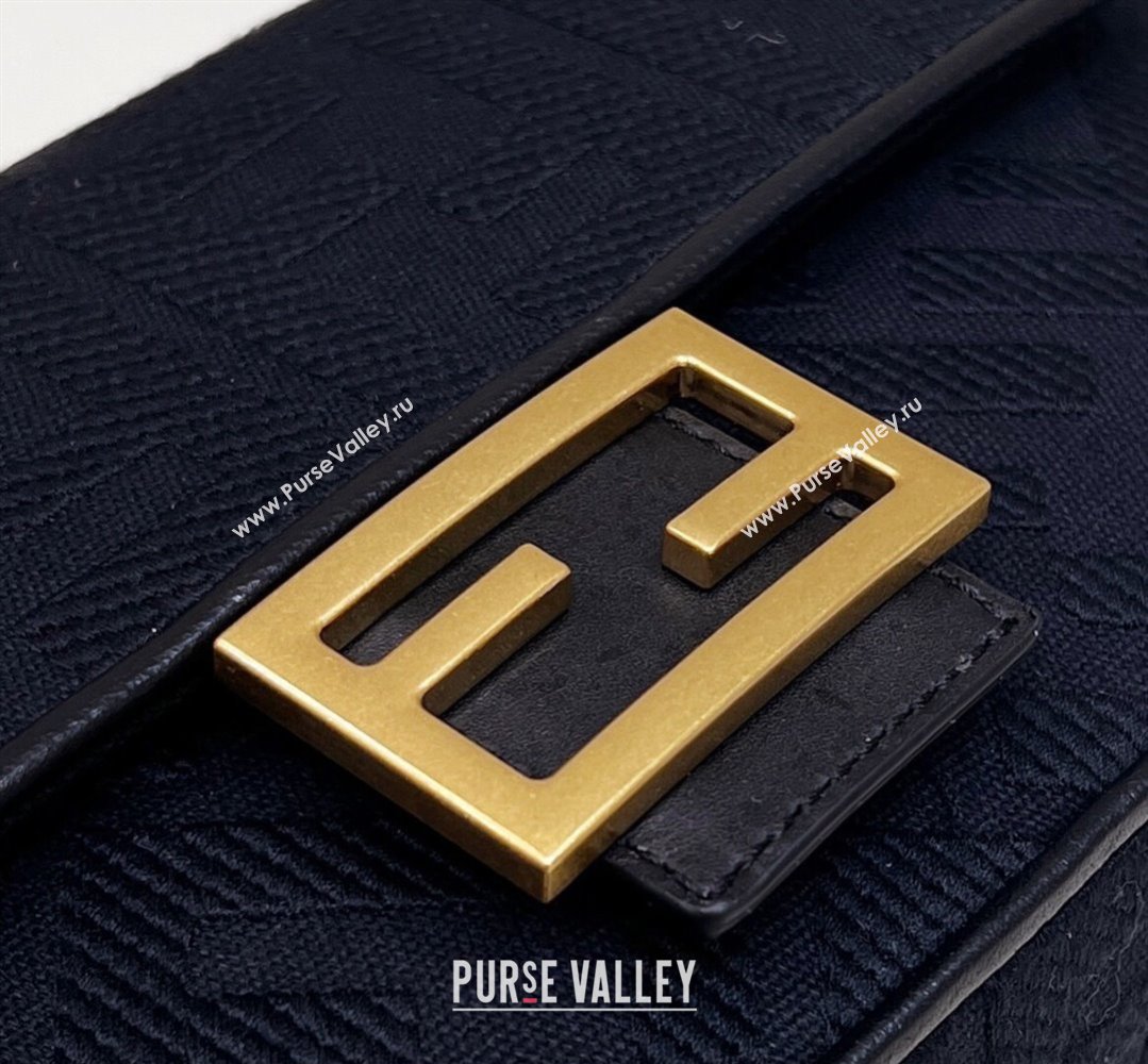 Fendi Medium Baguette bag in Black canvas with FF embroidery (chaoliu-23122604)