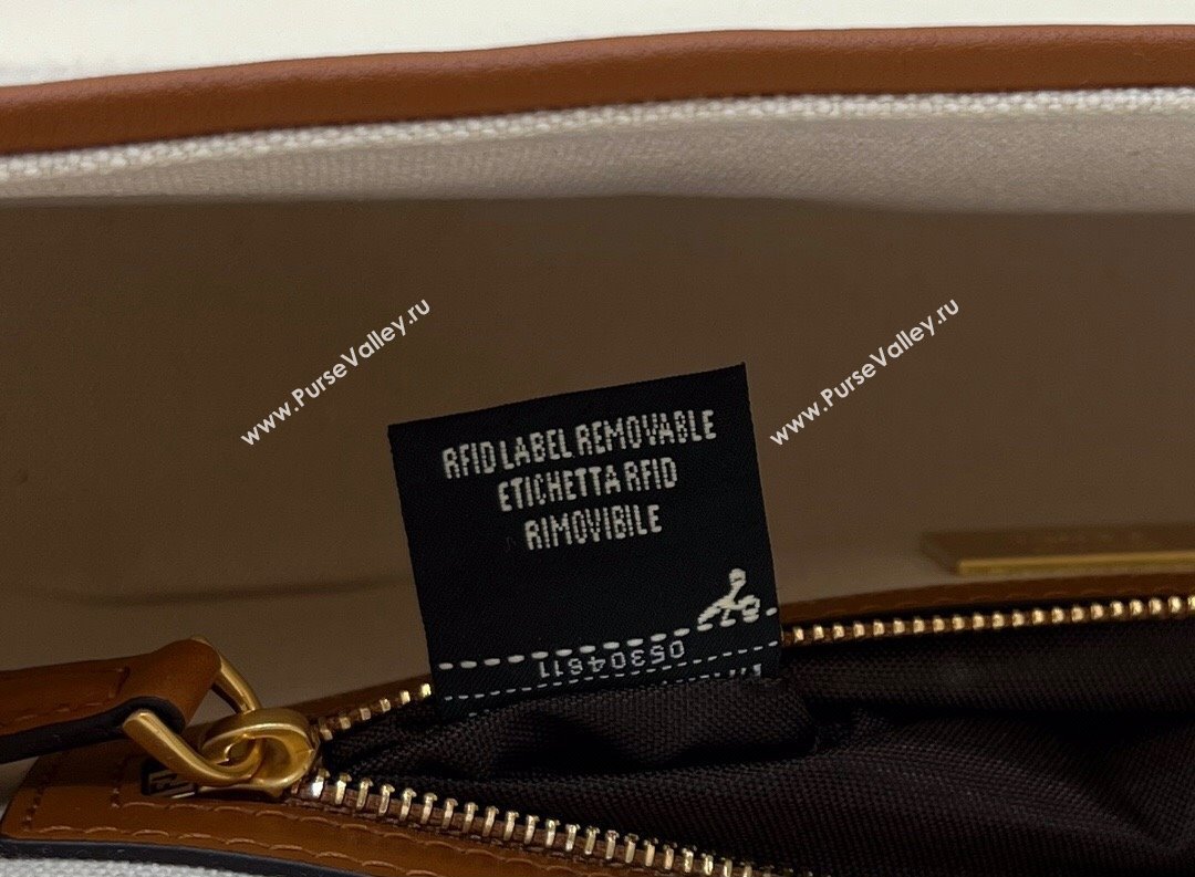 Fendi Medium Baguette bag in White canvas with FF embroidery (chaoliu-23122606)