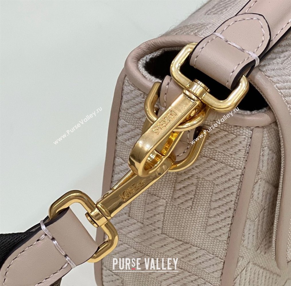 Fendi Medium Baguette bag in Beige canvas with FF embroidery (chaoliu-23122607)