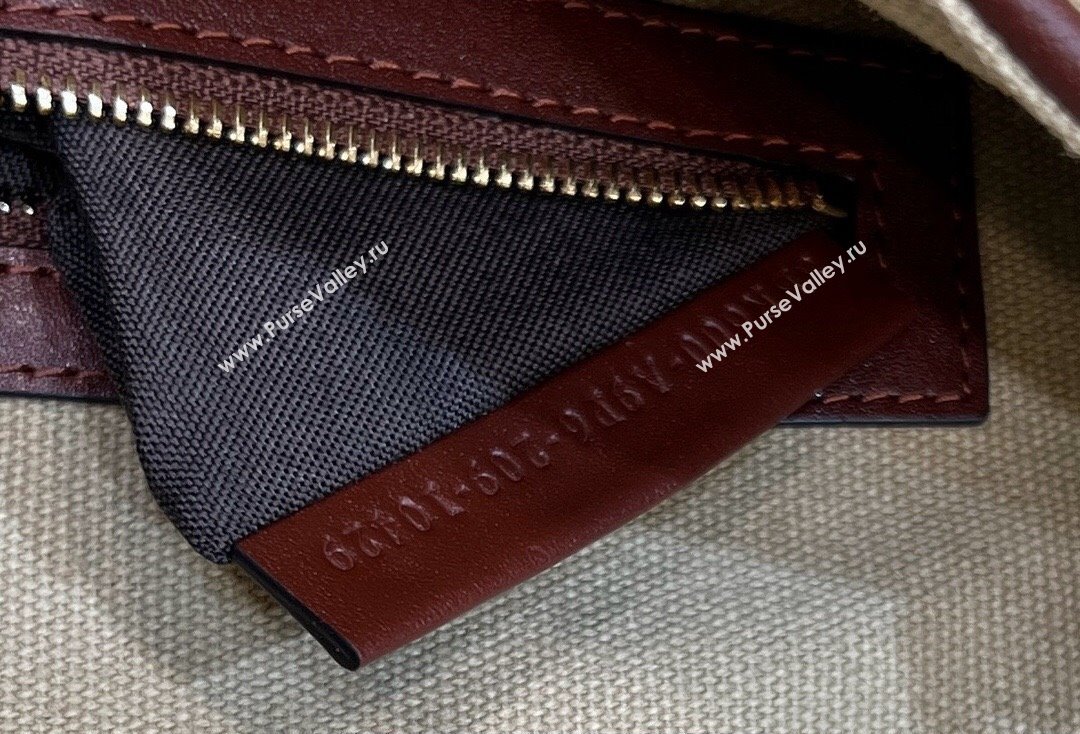 Fendi Medium Baguette bag in Beige/Burgundy canvas with FF embroidery (chaoliu-23122608)