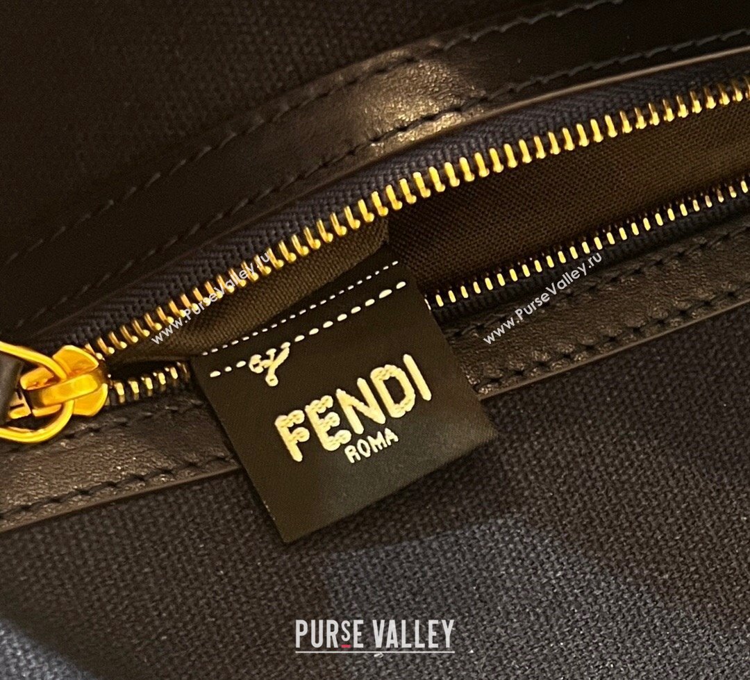 Fendi Medium Baguette bag in Dark Blue canvas with FF embroidery (chaoliu-23122603)