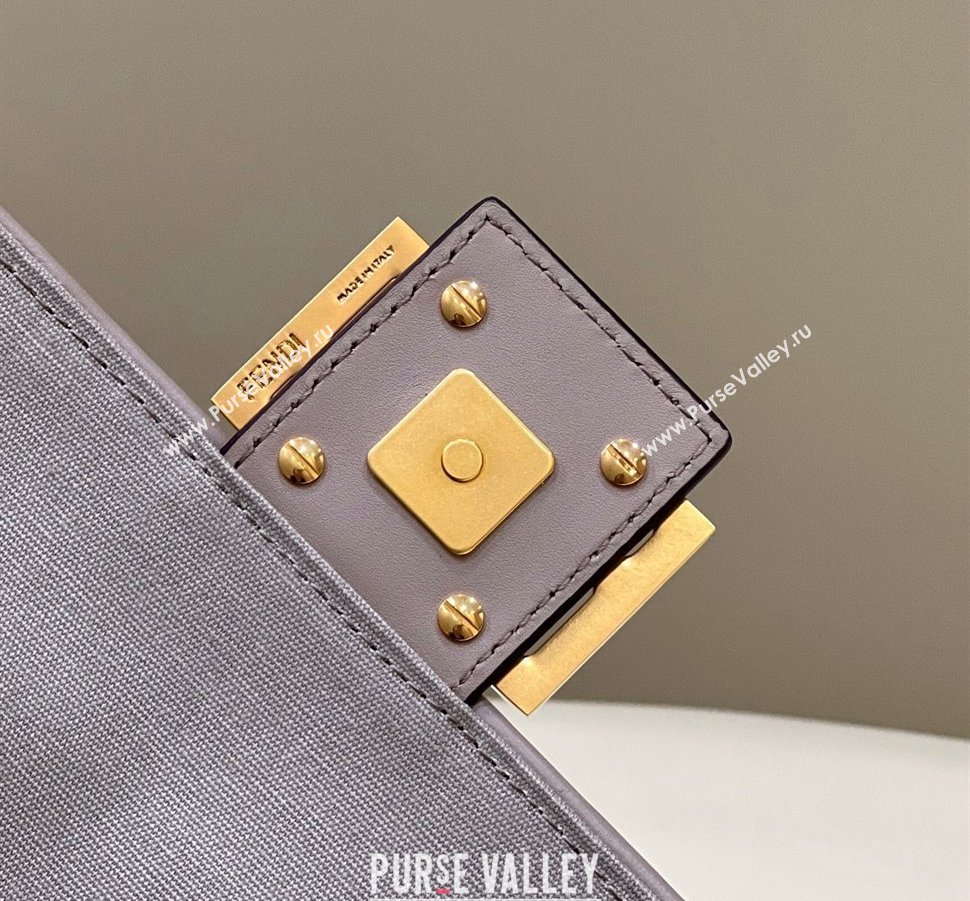 Fendi Medium Baguette bag in Gray canvas with FF embroidery (chaoliu-23122602)