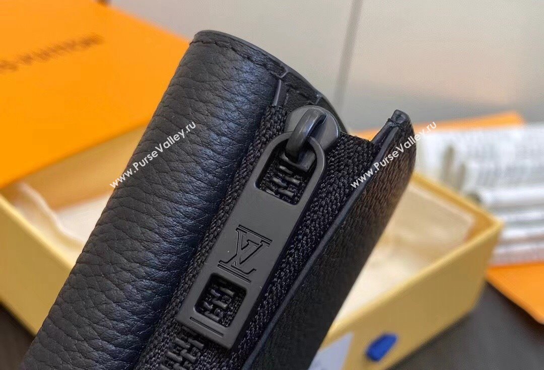 Louis Vuitton Cowhide leather Aerogram Slender Pilot Wallet M81740 Black 2024 (kiki-23122607)