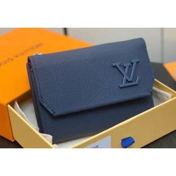 Louis Vuitton Cowhide leather Aerogram Slender Pilot Wallet Dark Blue 2024 (kiki-23122606)
