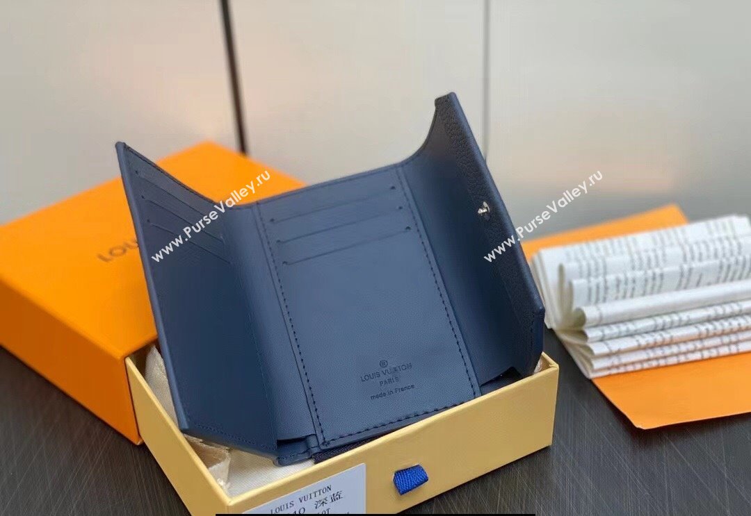 Louis Vuitton Cowhide leather Aerogram Slender Pilot Wallet Dark Blue 2024 (kiki-23122606)