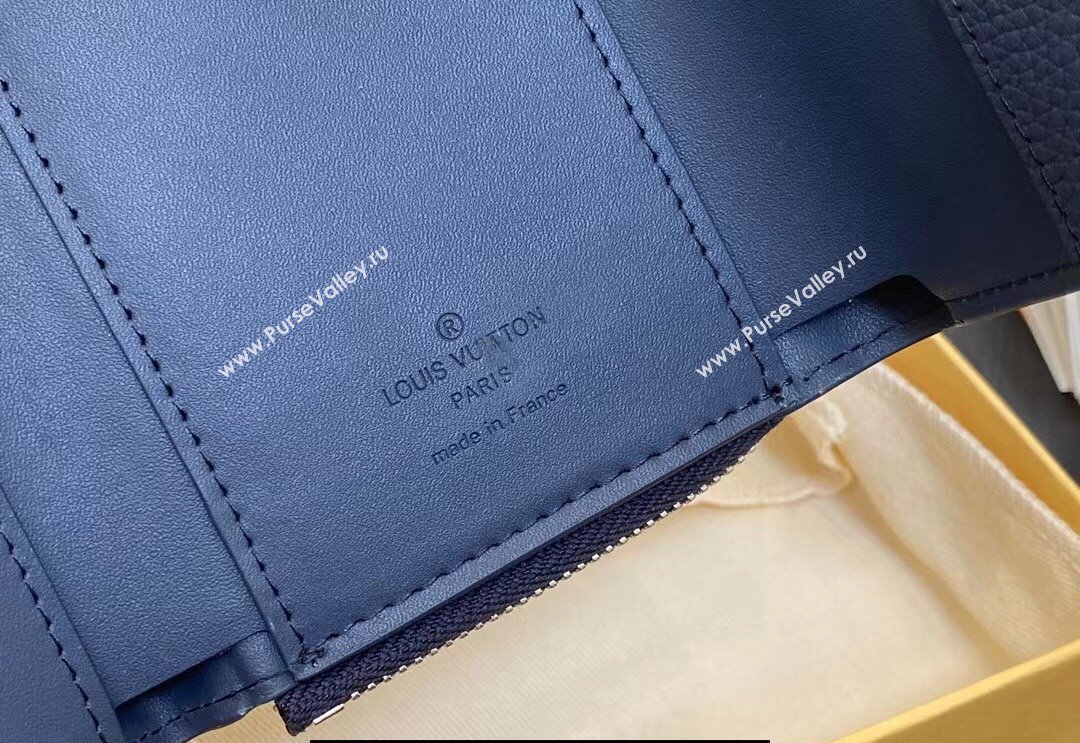 Louis Vuitton Cowhide leather Aerogram Slender Pilot Wallet Dark Blue 2024 (kiki-23122606)