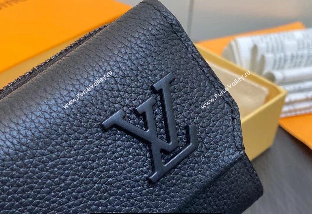 Louis Vuitton Cowhide leather Aerogram Slender Pilot Wallet M81740 Black 2024 (kiki-23122607)