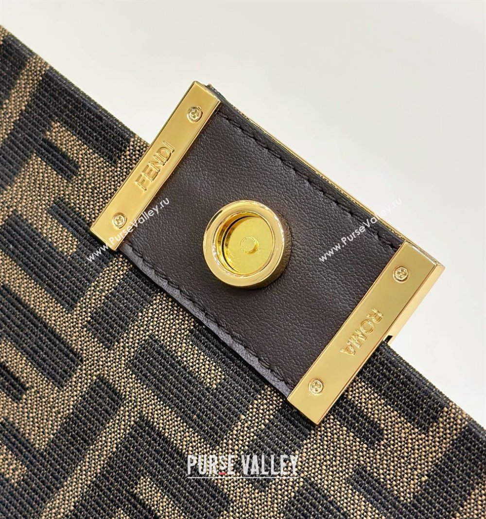 Fendi Baguette Phone Pouch Bag in Brown FF jacquard fabric 2024 (chaoliu-23122745)
