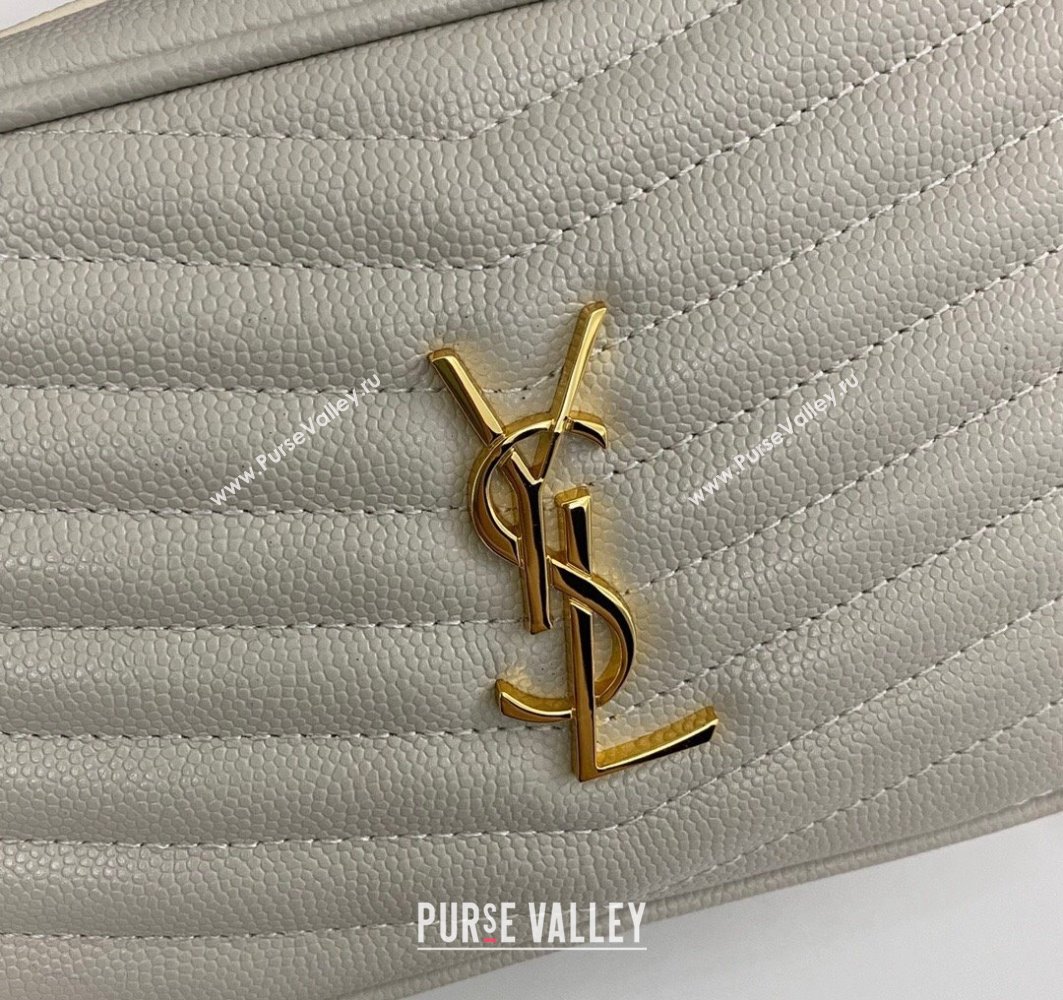 Saint Laurent lou mini bag in quilted grain de poudre embossed leather 612579 White (nana-24011074)