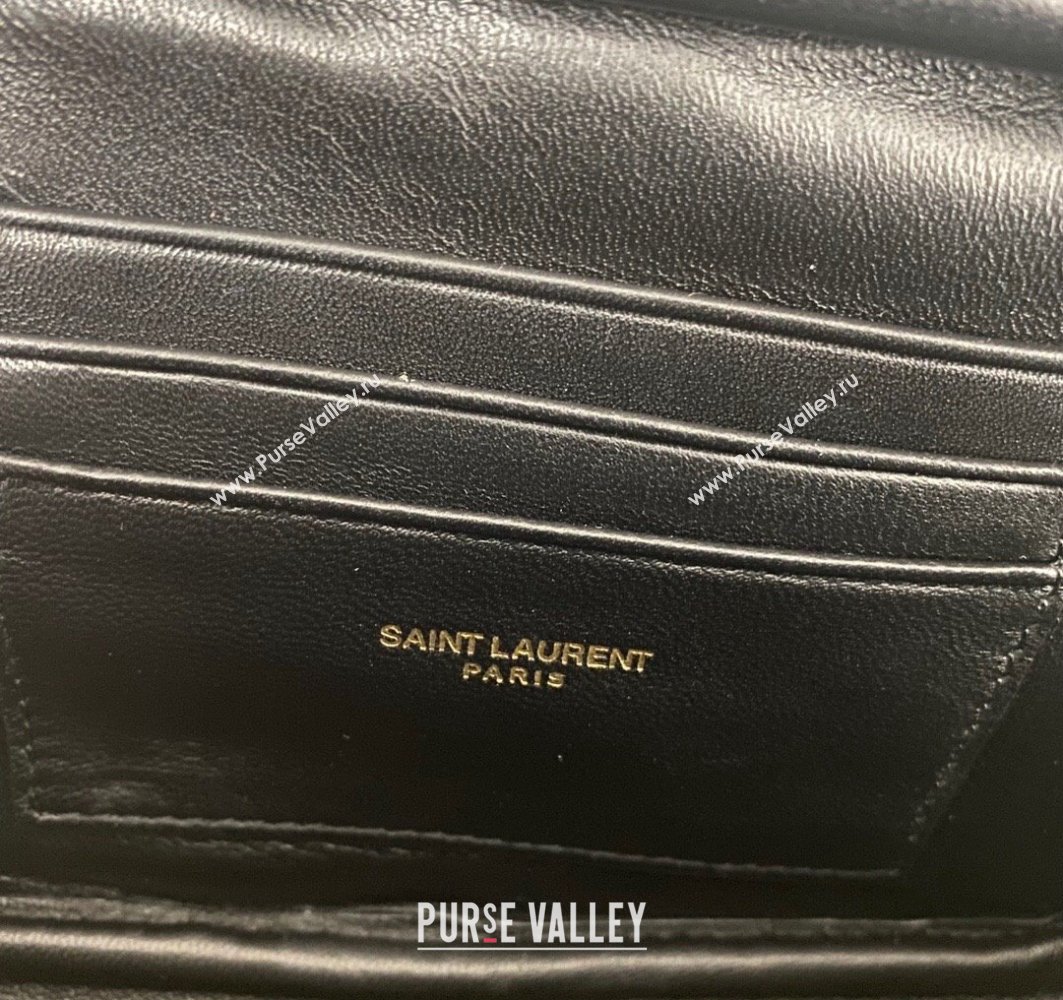 Saint Laurent lou mini bag in quilted grain de poudre embossed leather 612579 White (nana-24011074)