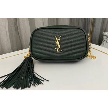 Saint Laurent lou mini bag in quilted grain de poudre embossed leather 612579 Dark Green (nana-24011077)