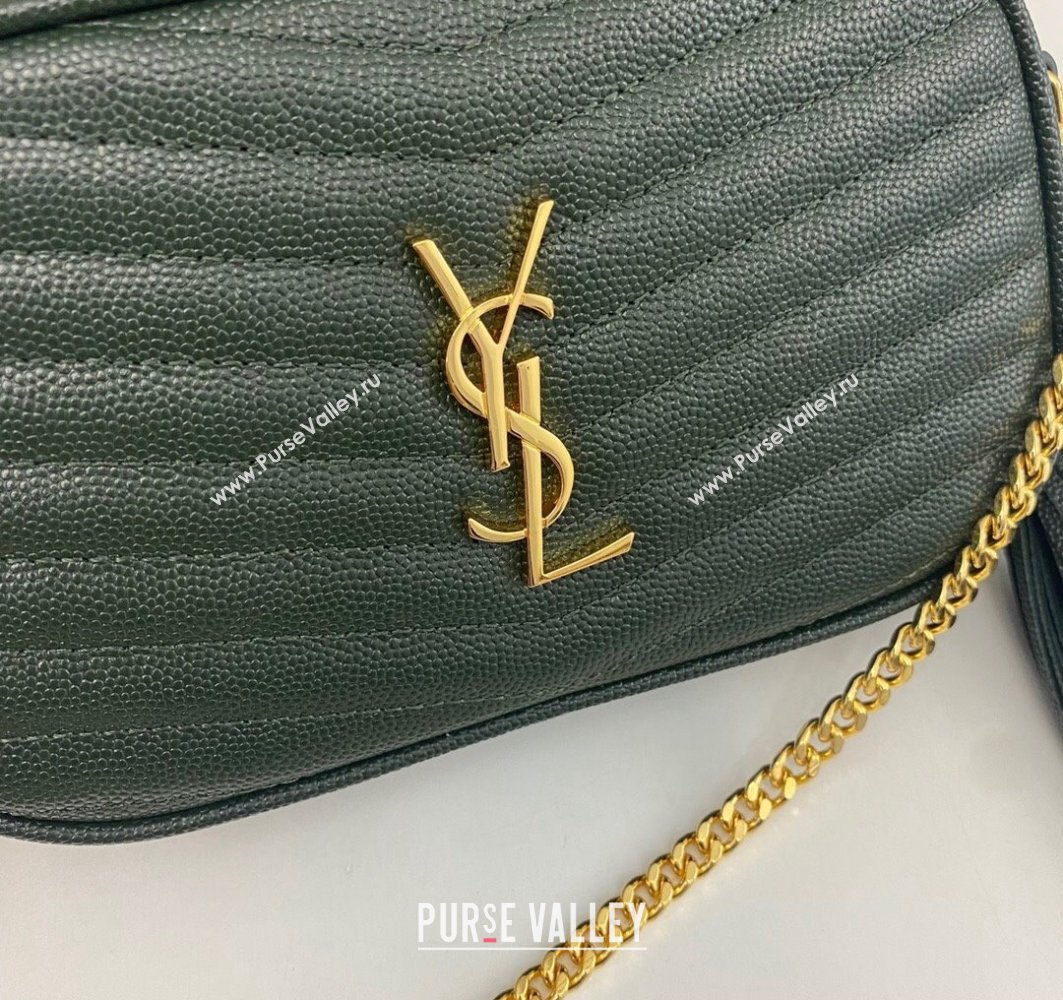 Saint Laurent lou mini bag in quilted grain de poudre embossed leather 612579 Dark Green (nana-24011077)