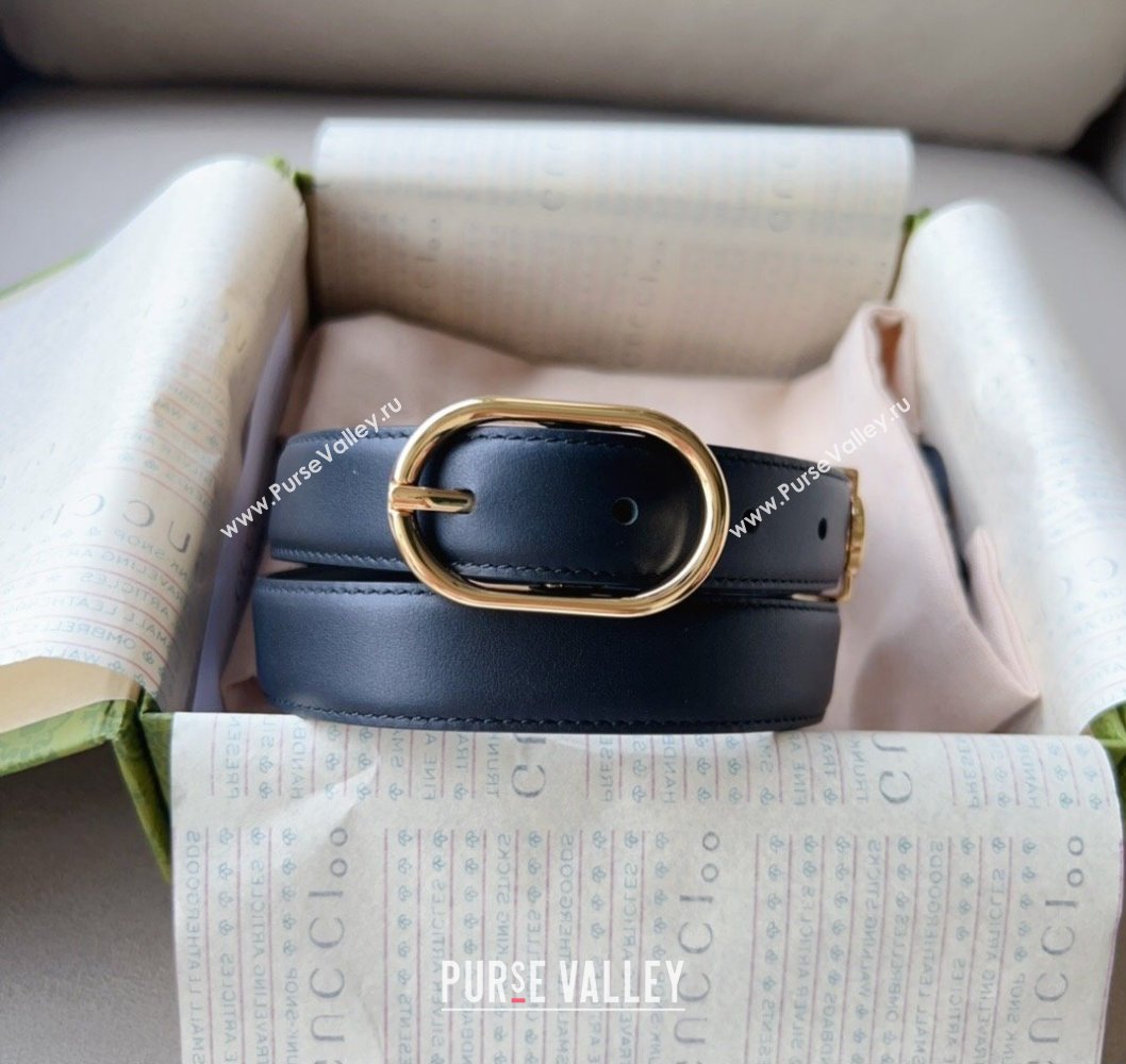 Gucci Width 2.5cm Belt with Round Interlocking G 760164 Black/Gold (99belt-231228p86)