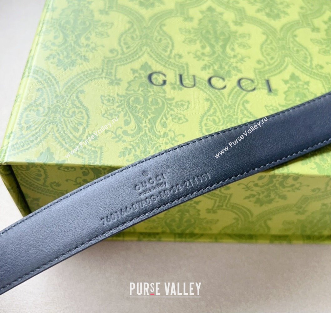 Gucci Width 2.5cm Belt with Round Interlocking G 760164 Black/Gold (99belt-231228p86)