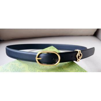 Gucci Width 2.5cm Belt with Round Interlocking G 760164 Black/Gold (99belt-231228p86)