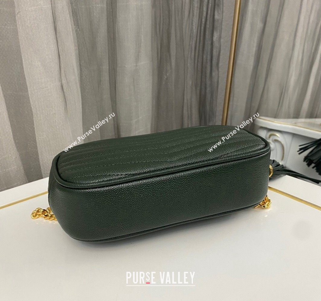 Saint Laurent lou mini bag in quilted grain de poudre embossed leather 612579 Dark Green (nana-24011077)