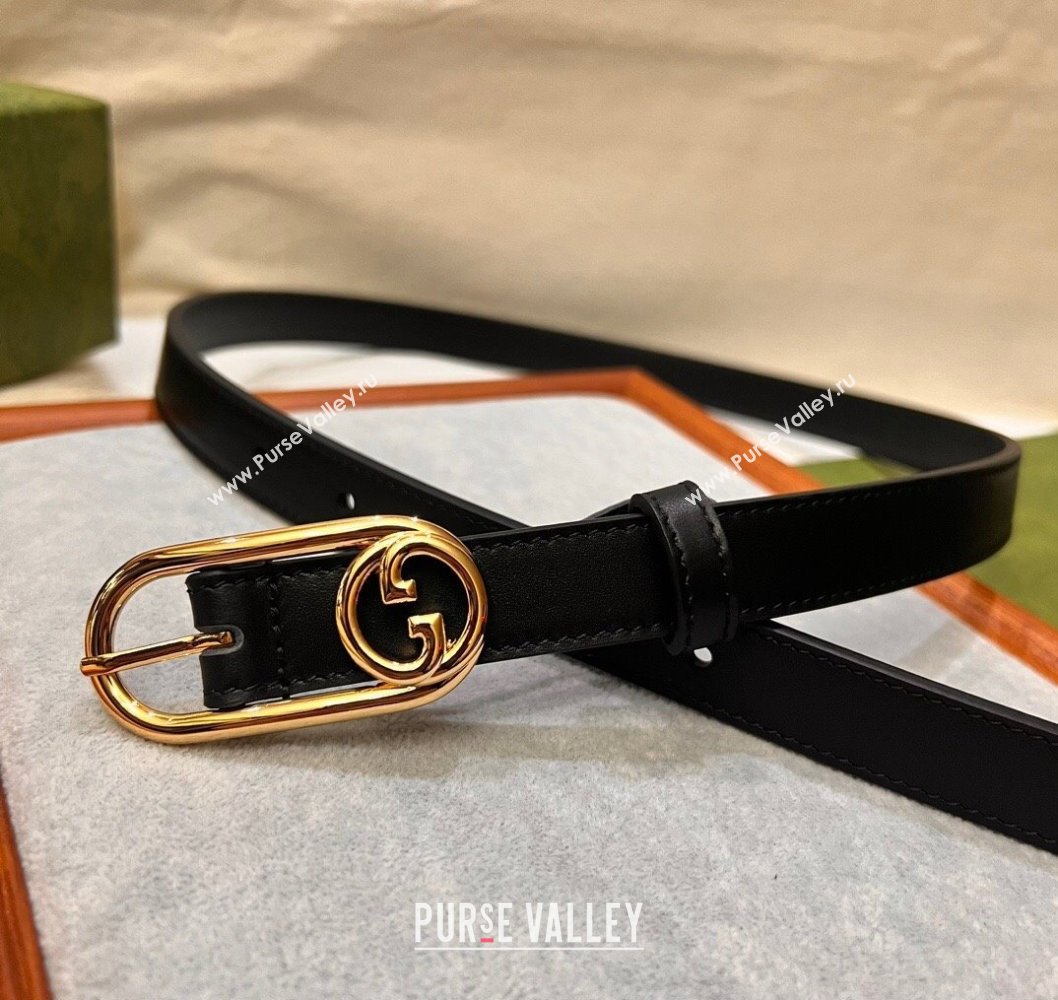 Gucci Width 2cm Thin belt with Round Interlocking G 760159 01 (99belt-231228p61)