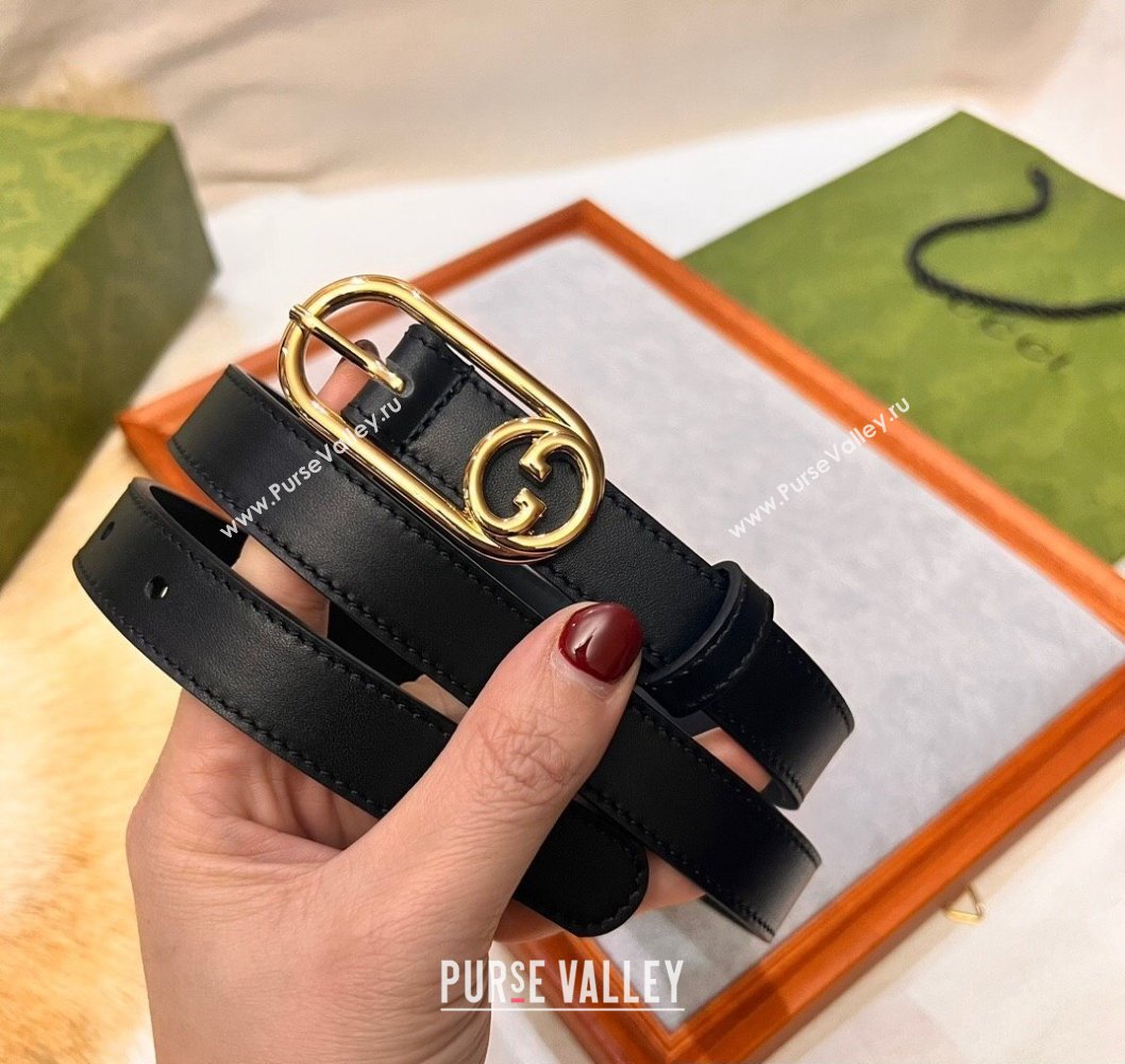 Gucci Width 2cm Thin belt with Round Interlocking G 760159 01 (99belt-231228p61)