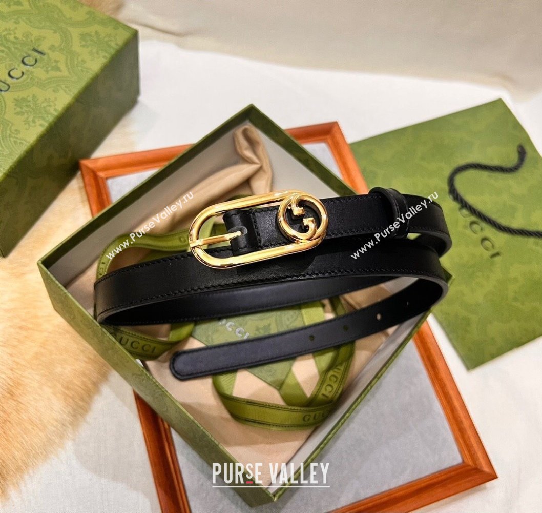 Gucci Width 2cm Thin belt with Round Interlocking G 760159 01 (99belt-231228p61)