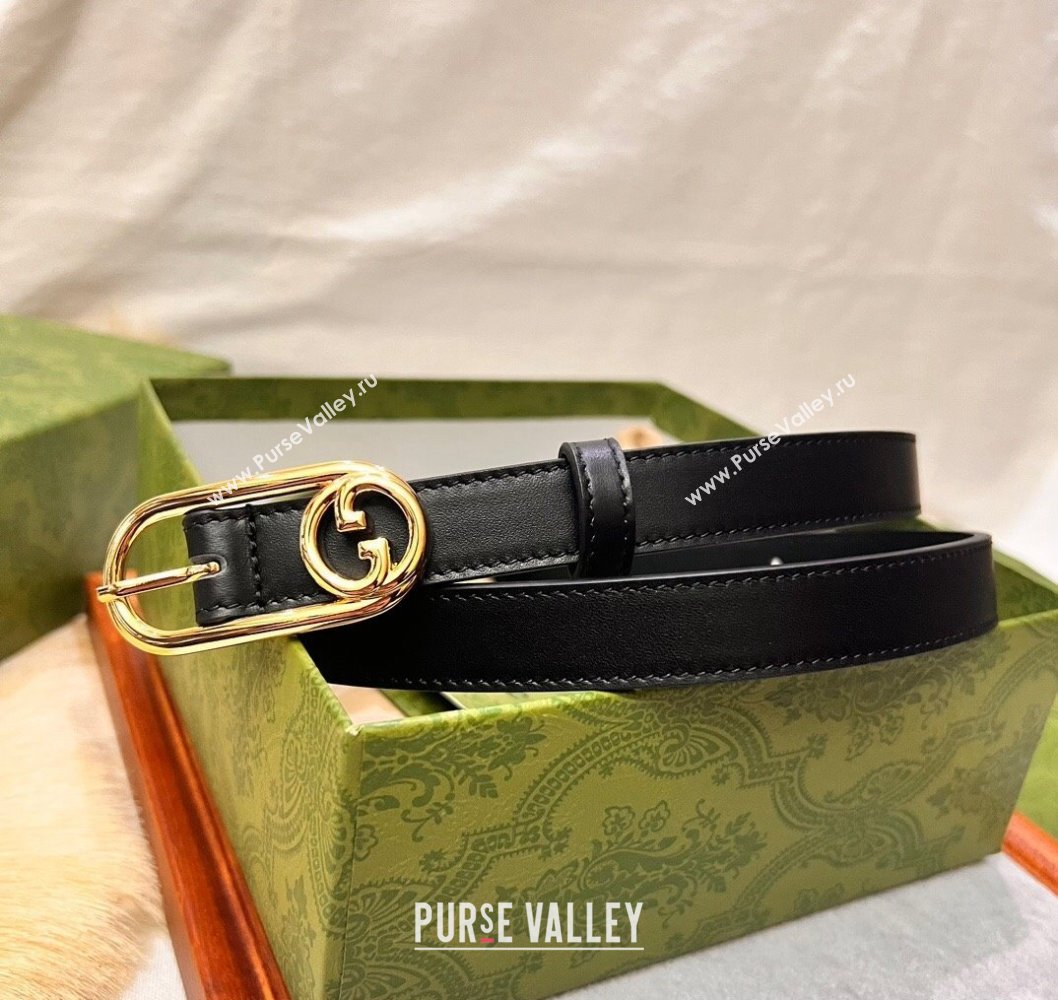 Gucci Width 2cm Thin belt with Round Interlocking G 760159 01 (99belt-231228p61)