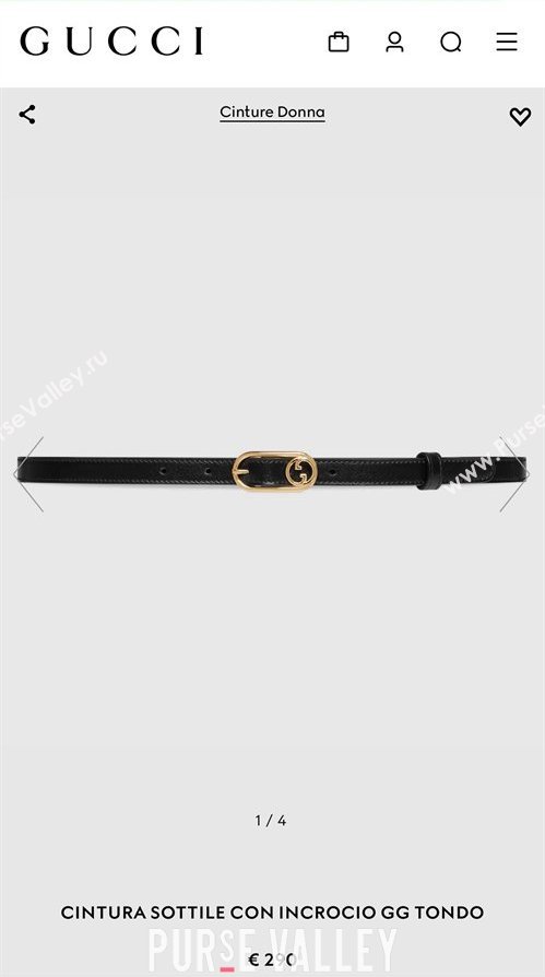 Gucci Width 2cm Thin belt with Round Interlocking G 760159 01 (99belt-231228p61)