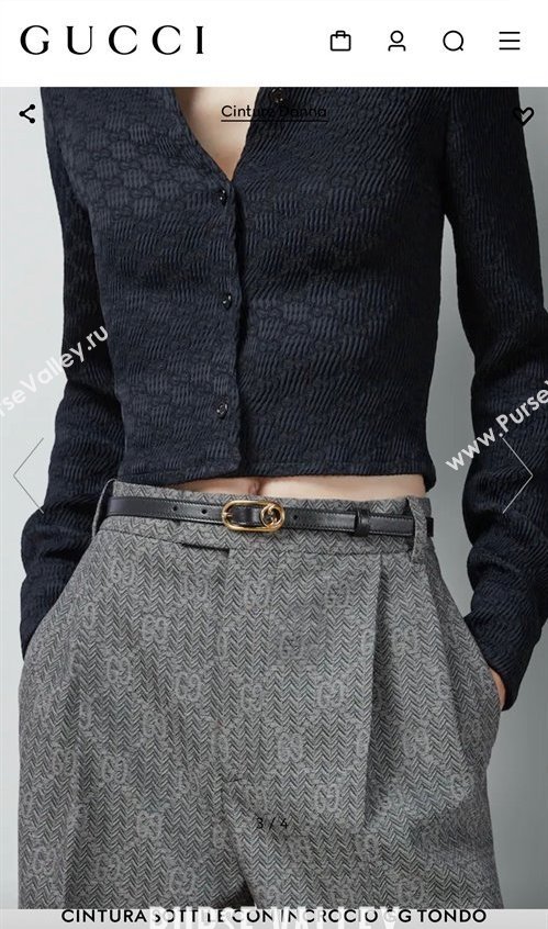 Gucci Width 2cm Thin belt with Round Interlocking G 760159 01 (99belt-231228p61)