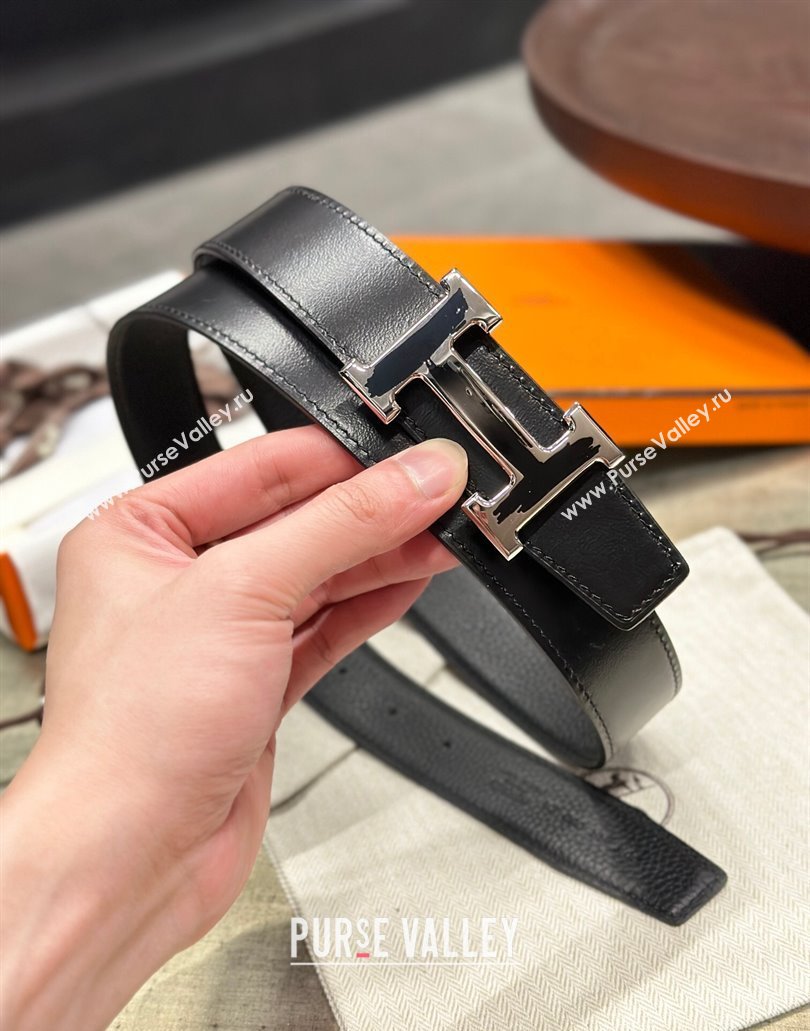 Hermes Brush belt buckle Reversible leather strap 32 mm 01 (99belt-231228h21)