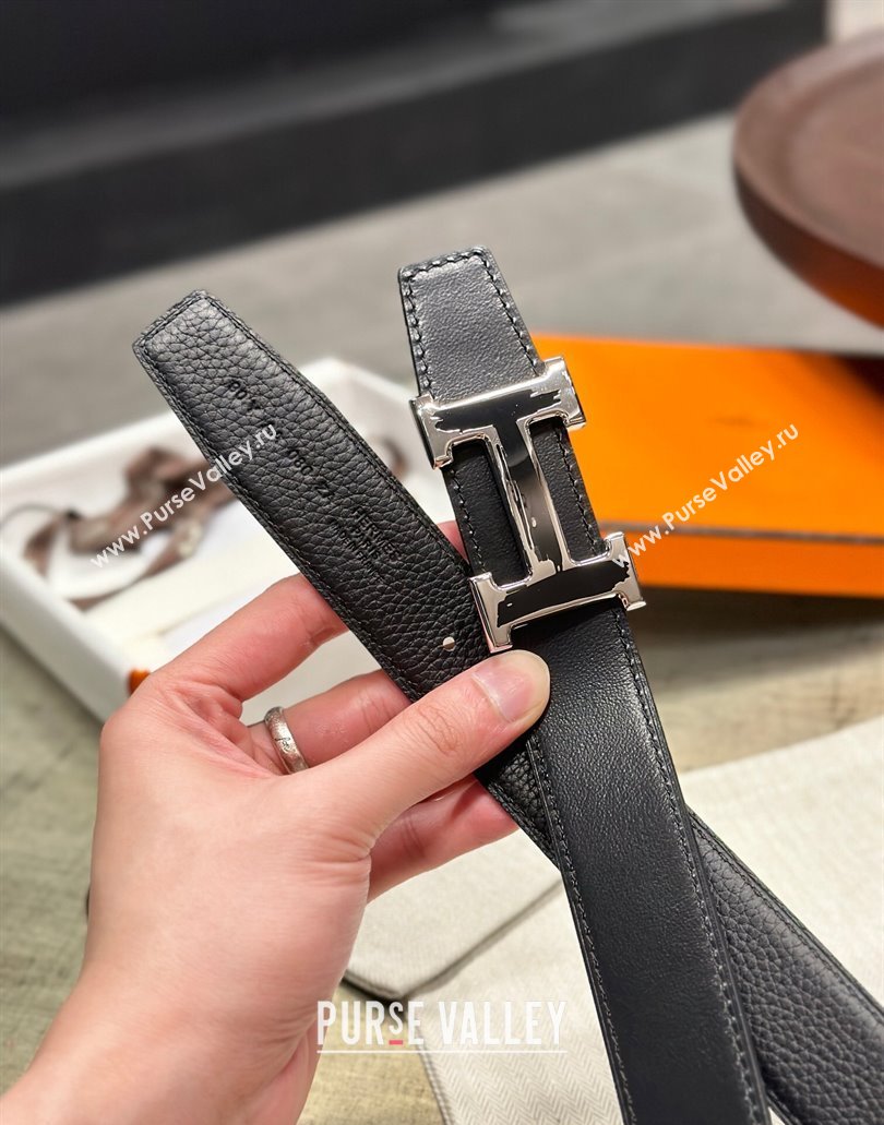 Hermes Brush belt buckle Reversible leather strap 32 mm 01 (99belt-231228h21)