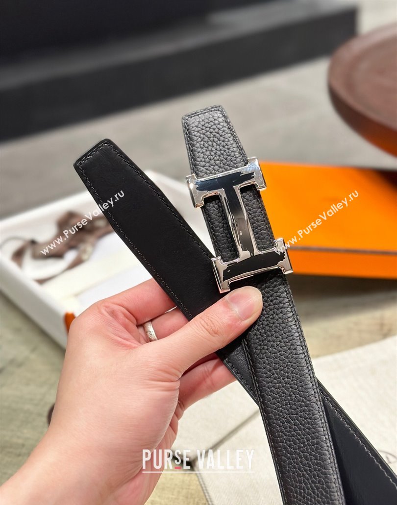 Hermes Brush belt buckle Reversible leather strap 32 mm 01 (99belt-231228h21)