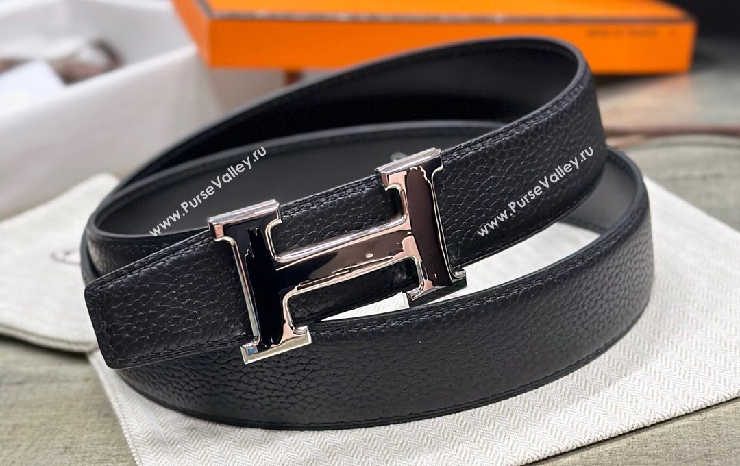 Hermes Brush belt buckle Reversible leather strap 32 mm 01 (99belt-231228h21)