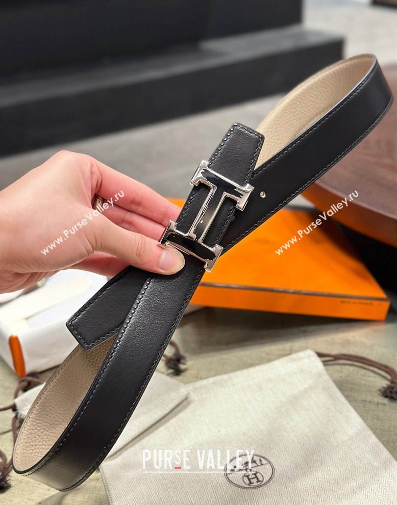 Hermes Brush belt buckle Reversible leather strap 32 mm 02 (99belt-231228h22)
