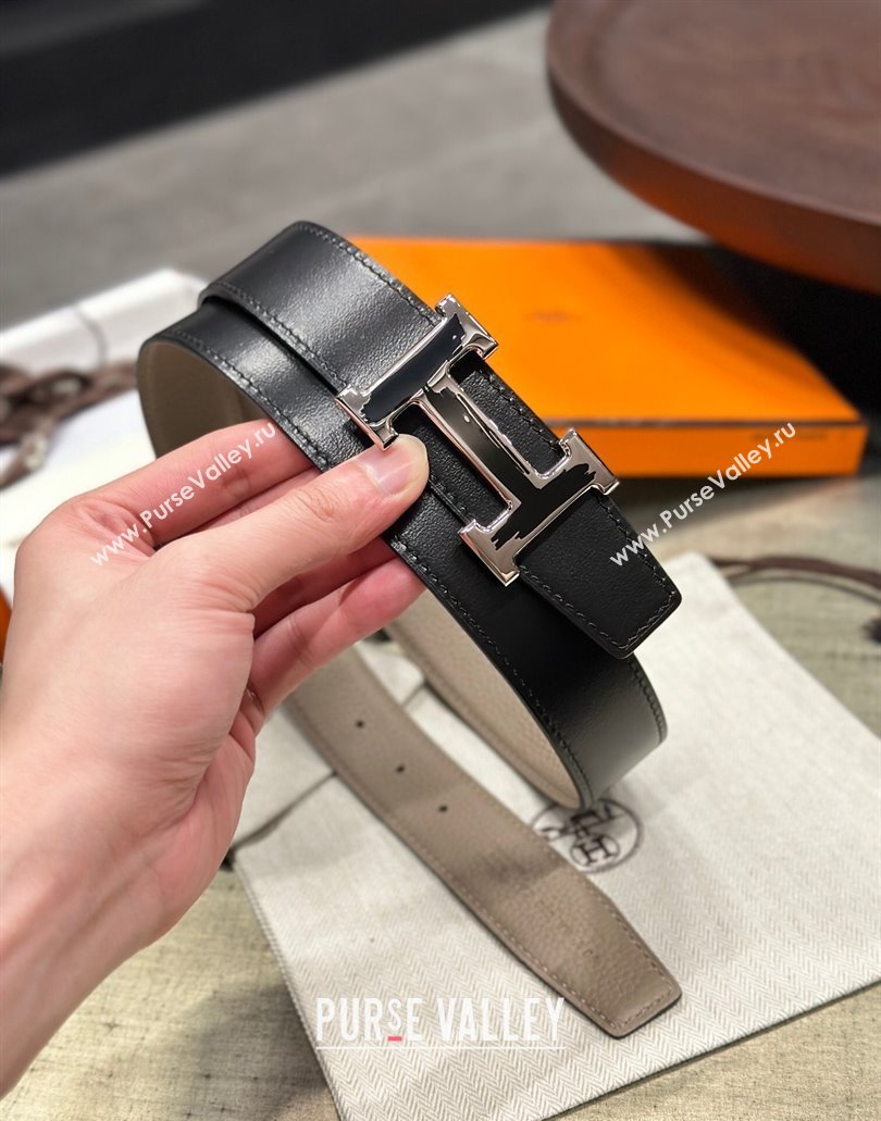 Hermes Brush belt buckle Reversible leather strap 32 mm 02 (99belt-231228h22)