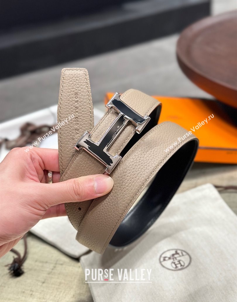 Hermes Brush belt buckle Reversible leather strap 32 mm 02 (99belt-231228h22)