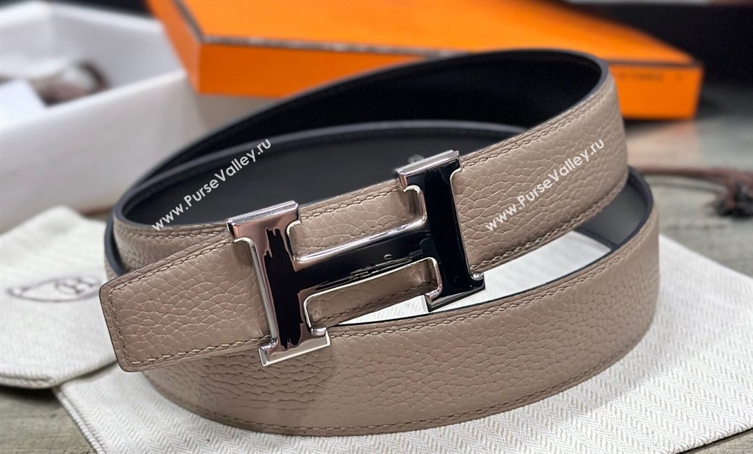 Hermes Brush belt buckle Reversible leather strap 32 mm 02 (99belt-231228h22)