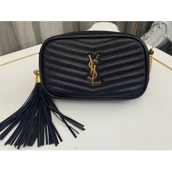 Saint Laurent lou mini bag in quilted grain de poudre embossed leather 612579 Black/Gold (nana-24011072)