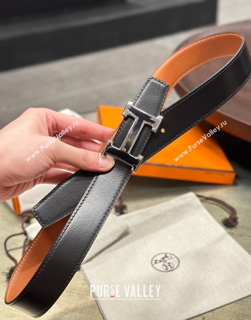 Hermes Brush belt buckle Reversible leather strap 32 mm 04 (99belt-231228h24)