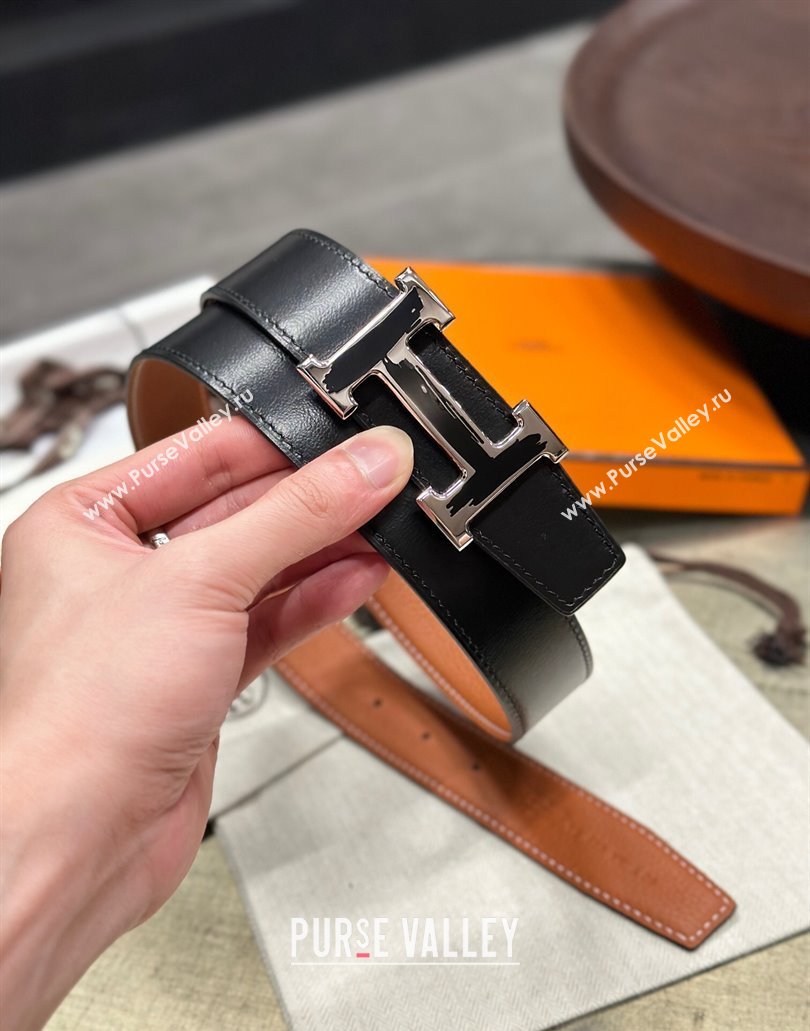 Hermes Brush belt buckle Reversible leather strap 32 mm 04 (99belt-231228h24)