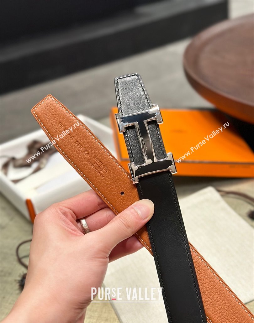 Hermes Brush belt buckle Reversible leather strap 32 mm 04 (99belt-231228h24)