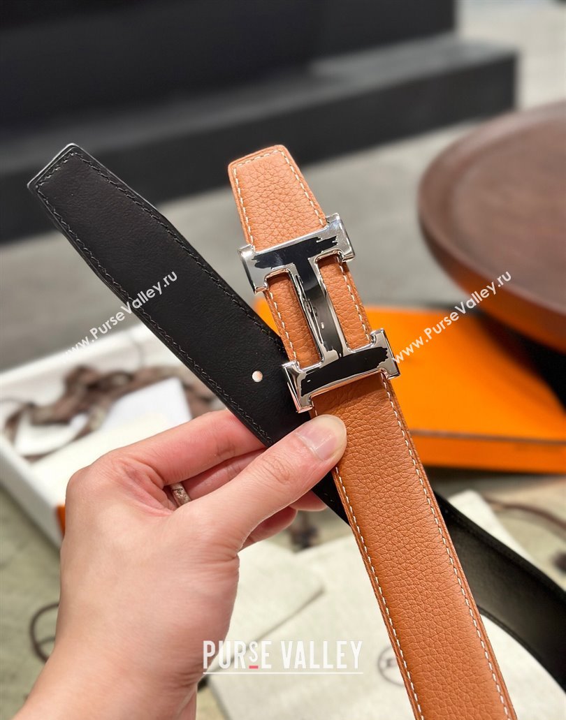 Hermes Brush belt buckle Reversible leather strap 32 mm 04 (99belt-231228h24)