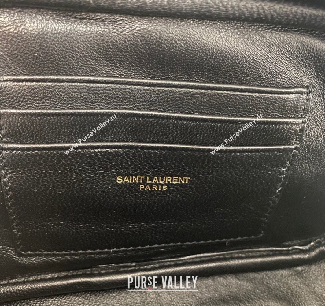 Saint Laurent lou mini bag in quilted grain de poudre embossed leather 612579 Black/Gold (nana-24011072)