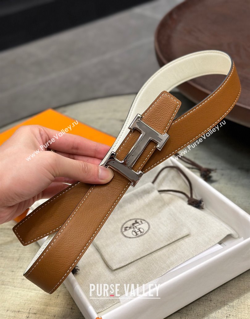 Hermes Brush belt buckle Reversible leather strap 32 mm 12 (99belt-231228h32)