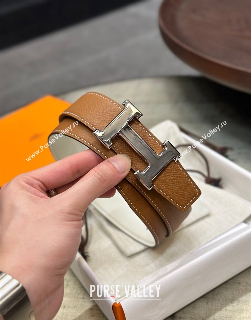 Hermes Brush belt buckle Reversible leather strap 32 mm 12 (99belt-231228h32)
