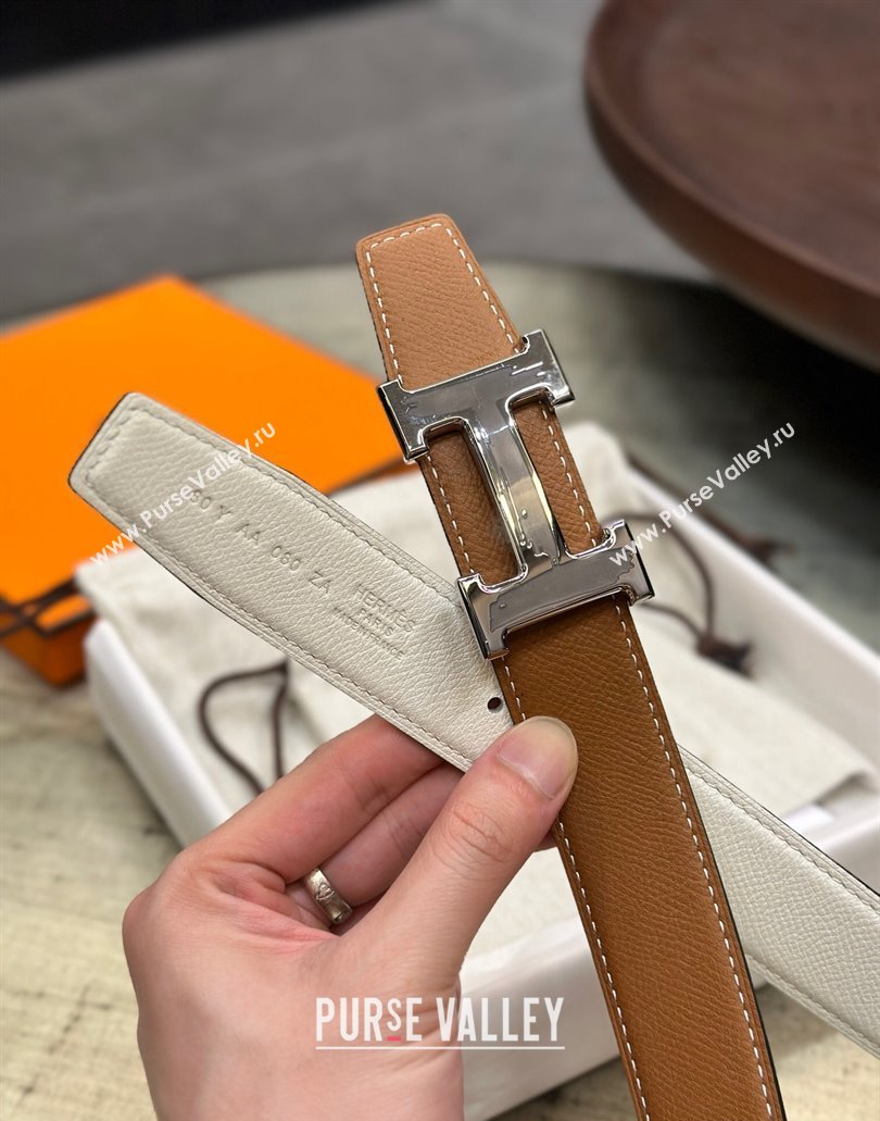 Hermes Brush belt buckle Reversible leather strap 32 mm 12 (99belt-231228h32)