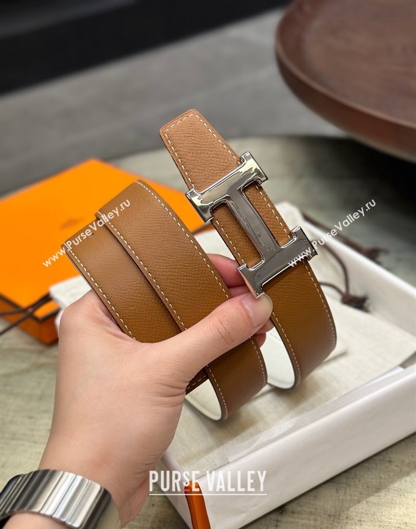 Hermes Brush belt buckle Reversible leather strap 32 mm 12 (99belt-231228h32)