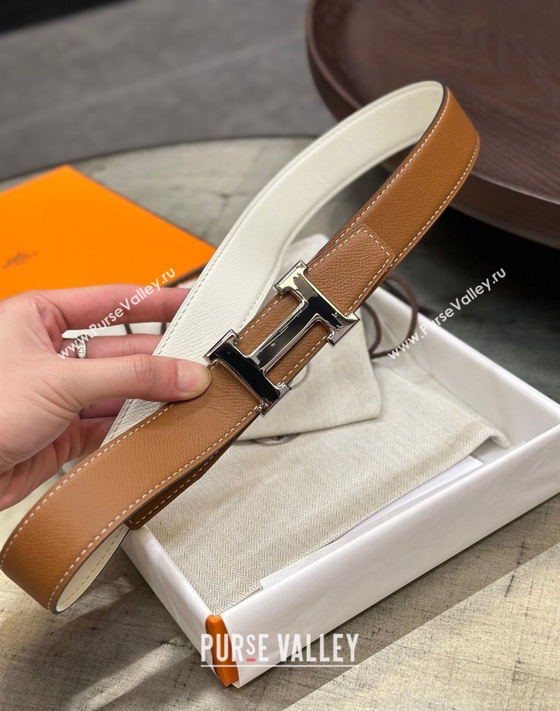 Hermes Brush belt buckle Reversible leather strap 32 mm 13 (99belt-231228h33)